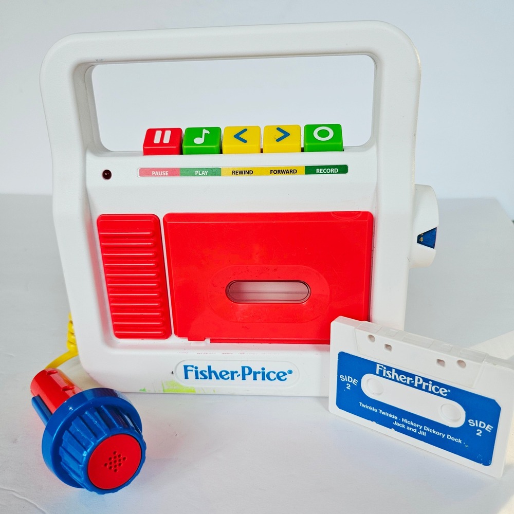 Vintage Fisher-Price Tape Recorder Player with Microphone and Cassette Retro Toy